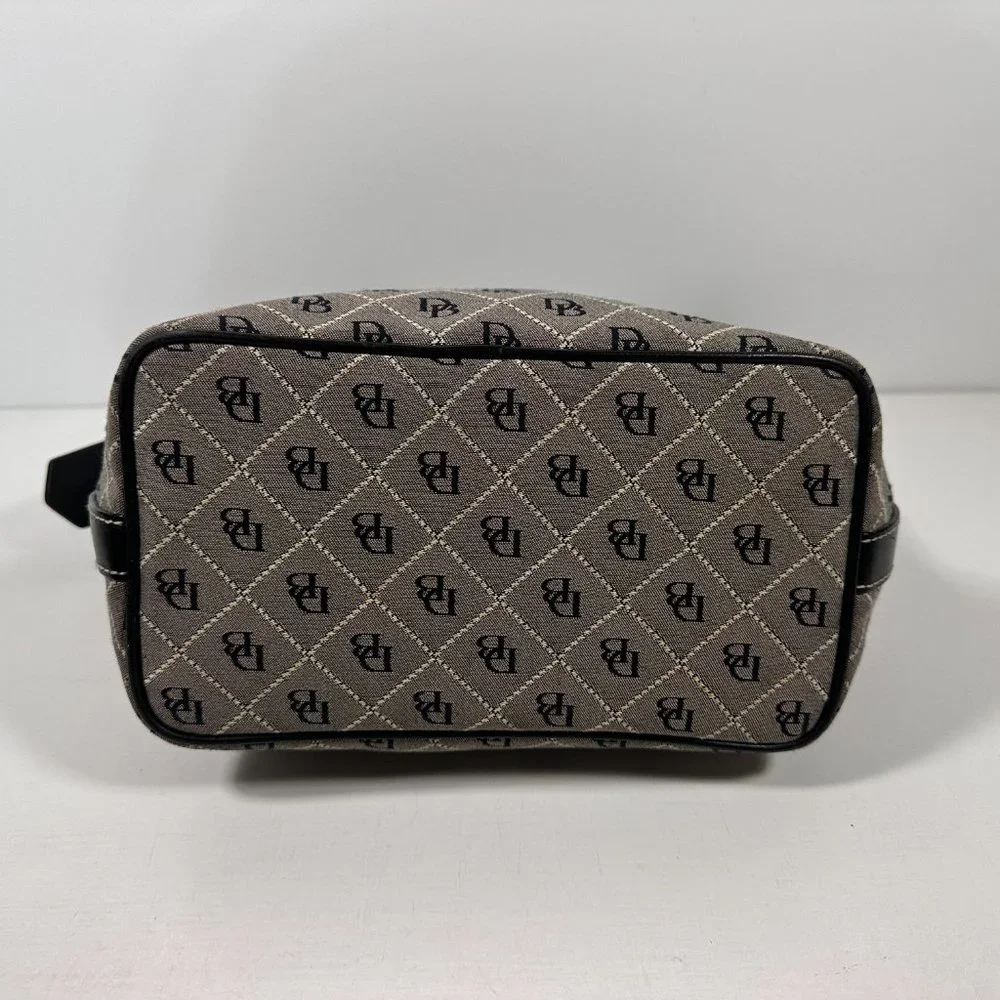 Dooney Bourke Gray Fabric Black Leather Trim Logo Shoulder Bag - Picture 4 of 8